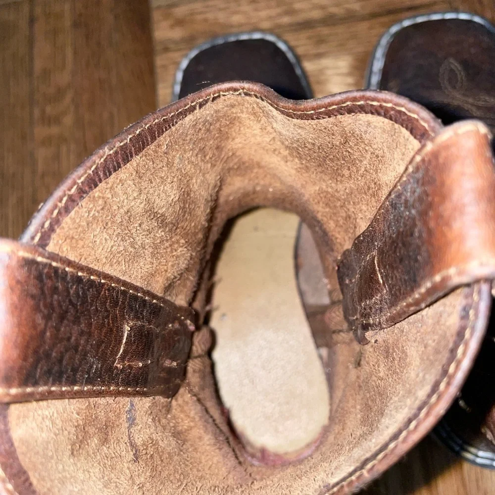 GUC Smoky Brown Leather toddler Boots with Cream Soles